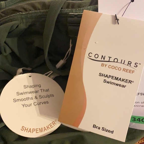 COCO Reef Agape Ruffle Bandeau Olive Swimsuit - Picture 9 of 10